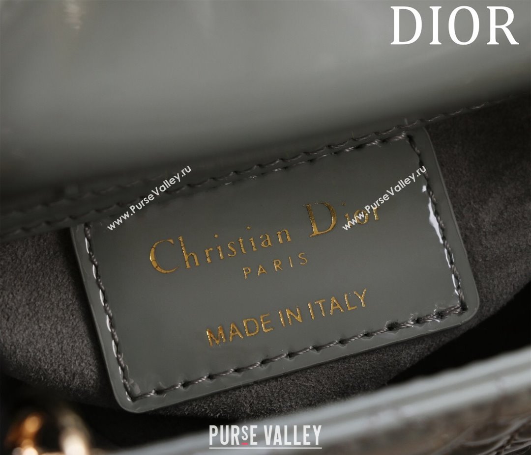 Dior Micro Lady Dior Bag in Patent Leather Light Grey 2023 M0856 (XXG-231228093)