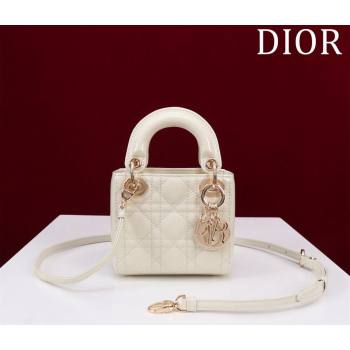 Dior Micro Lady Dior Bag in Patent Leather White/Gold 2023 M0856 (XXG-231228094)
