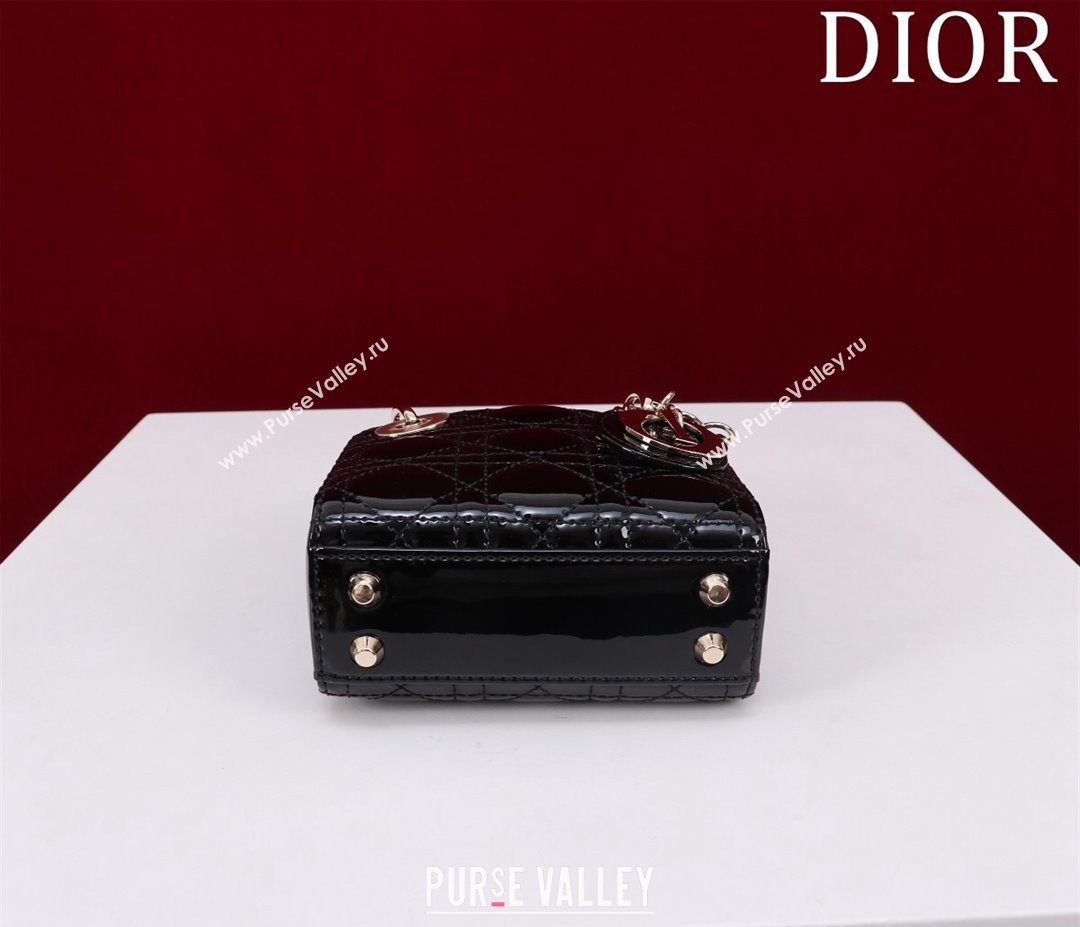 Dior Micro Lady Dior Bag in Patent Leather Black/Gold 2023 M0856 (XXG-231228095)