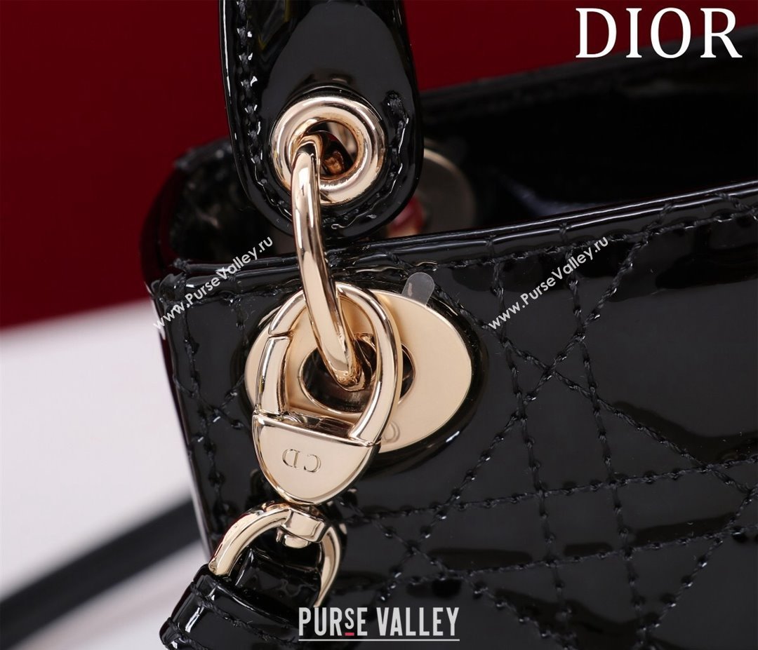 Dior Micro Lady Dior Bag in Patent Leather Black/Gold 2023 M0856 (XXG-231228095)