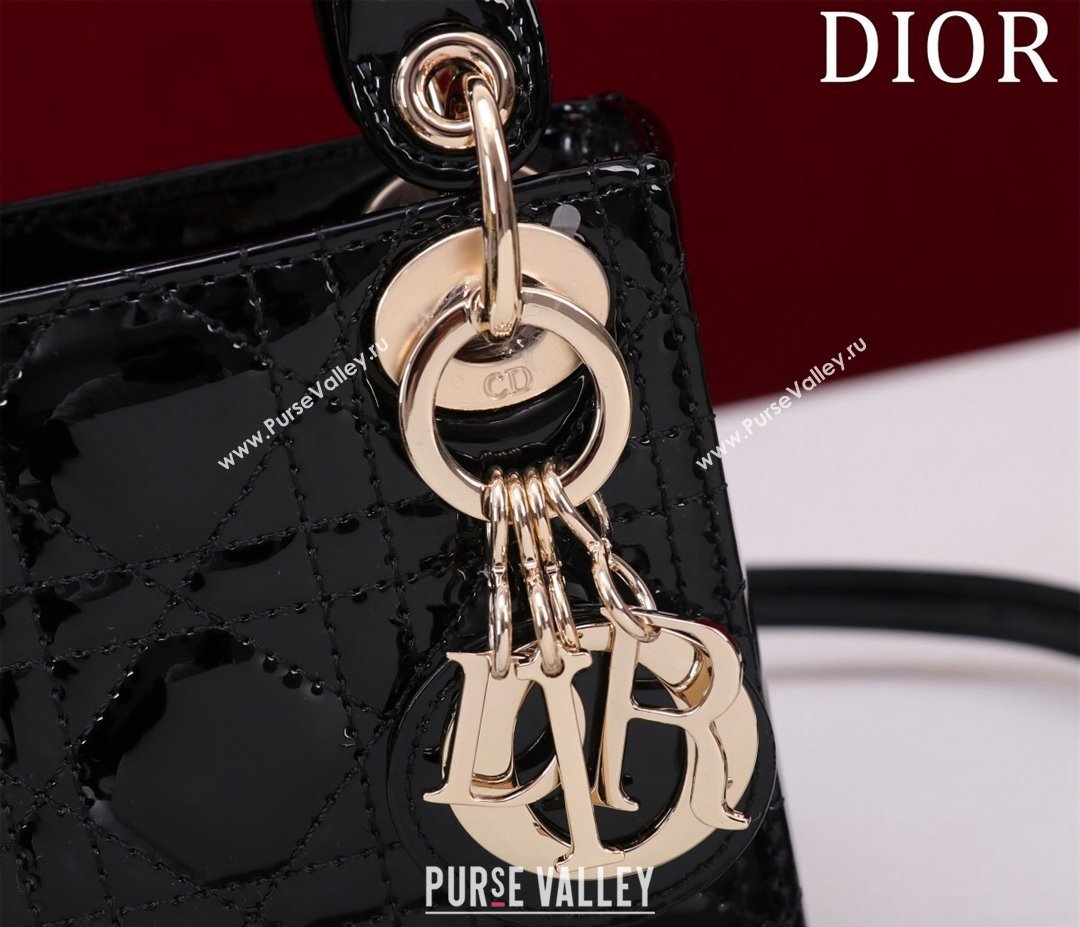 Dior Micro Lady Dior Bag in Patent Leather Black/Gold 2023 M0856 (XXG-231228095)