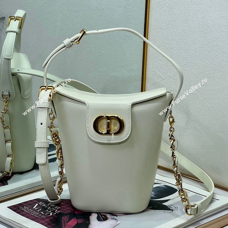 Dior 30 Montaigne Dior Amber Mini Bucket Bag in Calfskin White 2023 8833 (XXG-231228097)