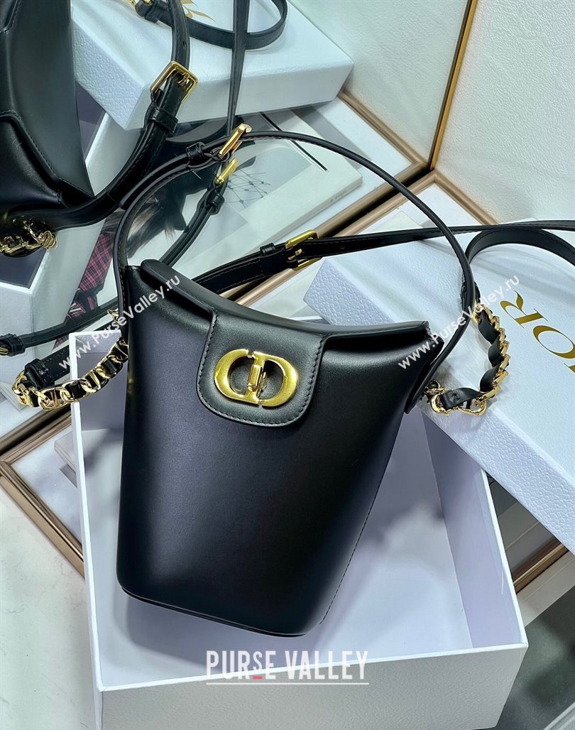 Dior 30 Montaigne Dior Amber Mini Bucket Bag in Calfskin Black 2023 8833 (XXG-231228098)