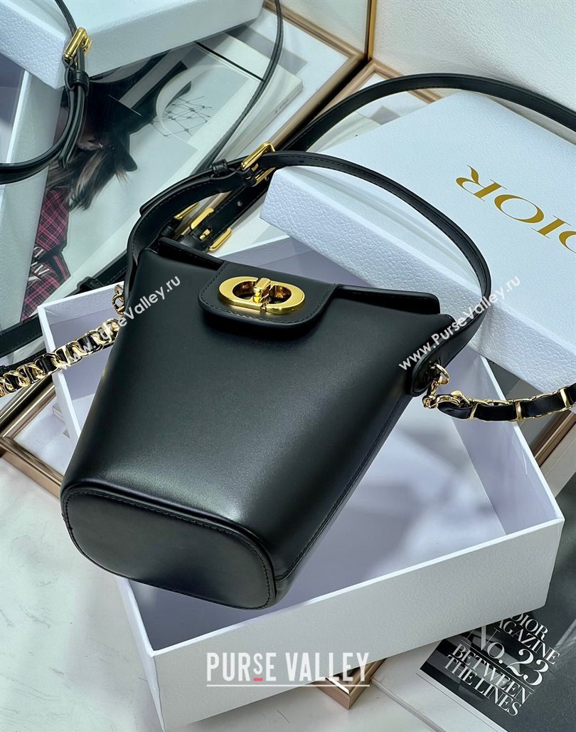 Dior 30 Montaigne Dior Amber Mini Bucket Bag in Calfskin Black 2023 8833 (XXG-231228098)