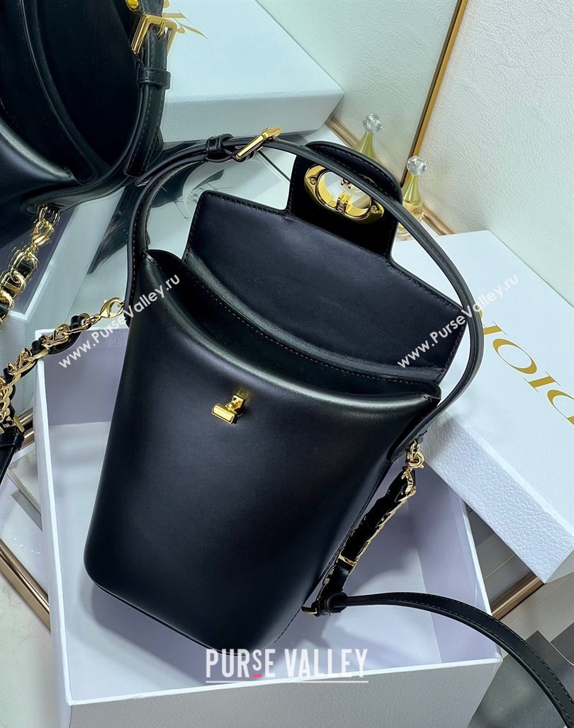 Dior 30 Montaigne Dior Amber Mini Bucket Bag in Calfskin Black 2023 8833 (XXG-231228098)