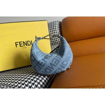 Fendi Nano Fendigraphy Hobo Bag Charm in Light Blue Denim 2023 (AF-231228100)
