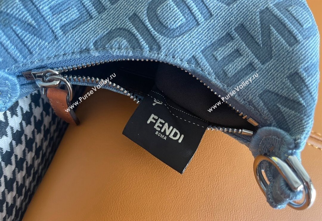 Fendi Nano Fendigraphy Hobo Bag Charm in Light Blue Denim 2023 (AF-231228100)