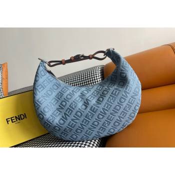 Fendi Medium Fendigraphy Hobo Bag Charm in Light Blue Denim 2023 (AF-231228101)