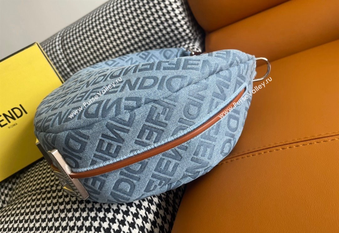 Fendi Medium Fendigraphy Hobo Bag Charm in Light Blue Denim 2023 (AF-231228101)