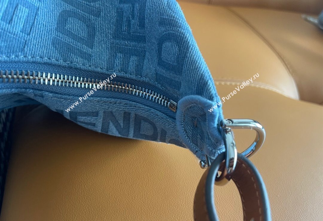 Fendi Medium Fendigraphy Hobo Bag Charm in Light Blue Denim 2023 (AF-231228101)