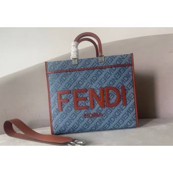 Fendi Sunshine Medium Tote Bag Charm in Light Blue Denim 2023 (AF-231228103)