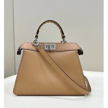 Fendi Peekaboo ISeeU Small Bag in Grained Leather with Oversized topstitching Apricot 2023 80133 top (CL-231228128)