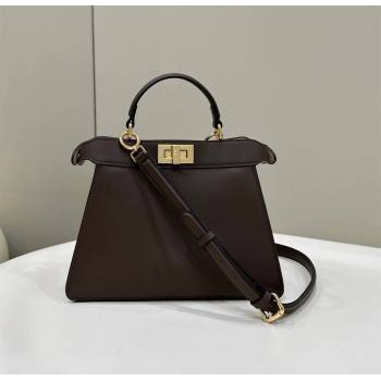 Fendi Peekaboo Iseeu Small Bag in Calfskin Leather Chocolate Brown 2023 80011A Top (CL-231228113)