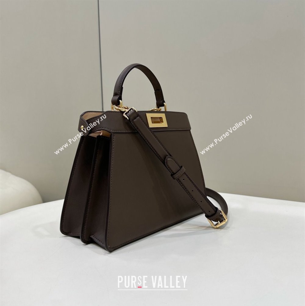 Fendi Peekaboo Iseeu Small Bag in Calfskin Leather Chocolate Brown 2023 80011A Top (CL-231228113)