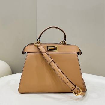 Fendi Peekaboo Iseeu Small Bag in Calfskin Leather Apricot 2023 80011A Top (CL-231228115)