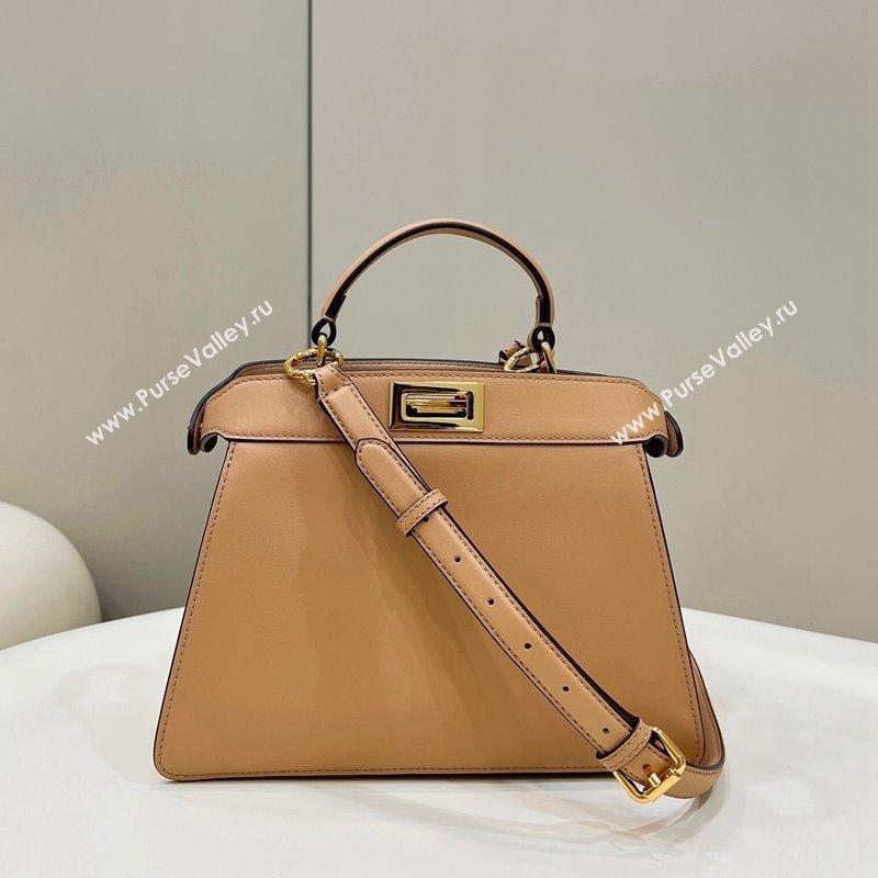 Fendi Peekaboo Iseeu Small Bag in Calfskin Leather Apricot 2023 80011A Top (CL-231228115)