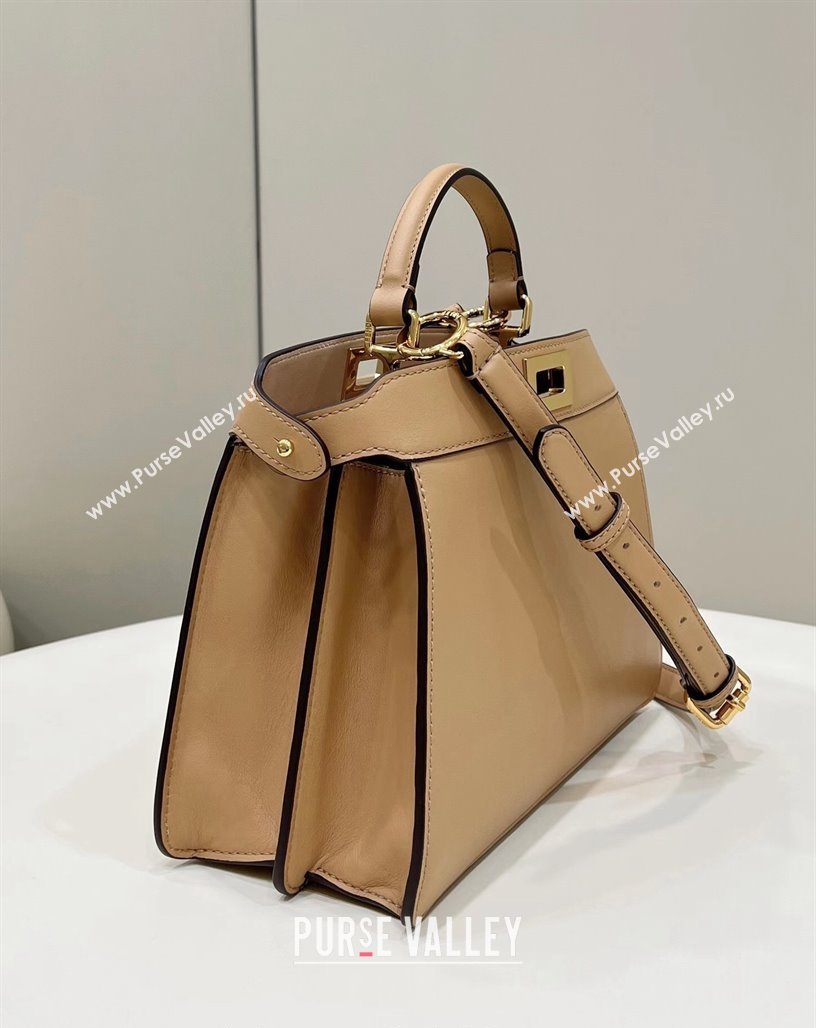 Fendi Peekaboo Iseeu Small Bag in Calfskin Leather Apricot 2023 80011A Top (CL-231228115)