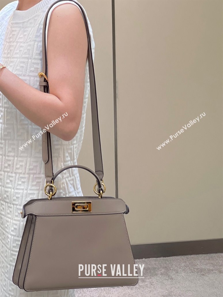 Fendi Peekaboo Iseeu Small Bag in Calfskin Leather Grey 2023 80011A Top (CL-231228120)