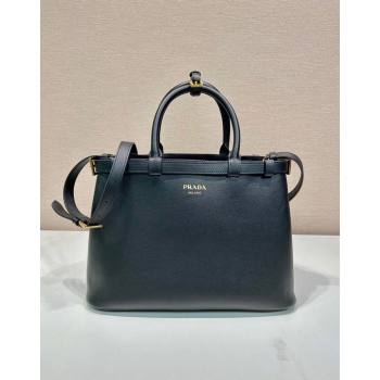 Prada Medium leather handbag with belt Black 2023 1BA417 (YZ-231229001)