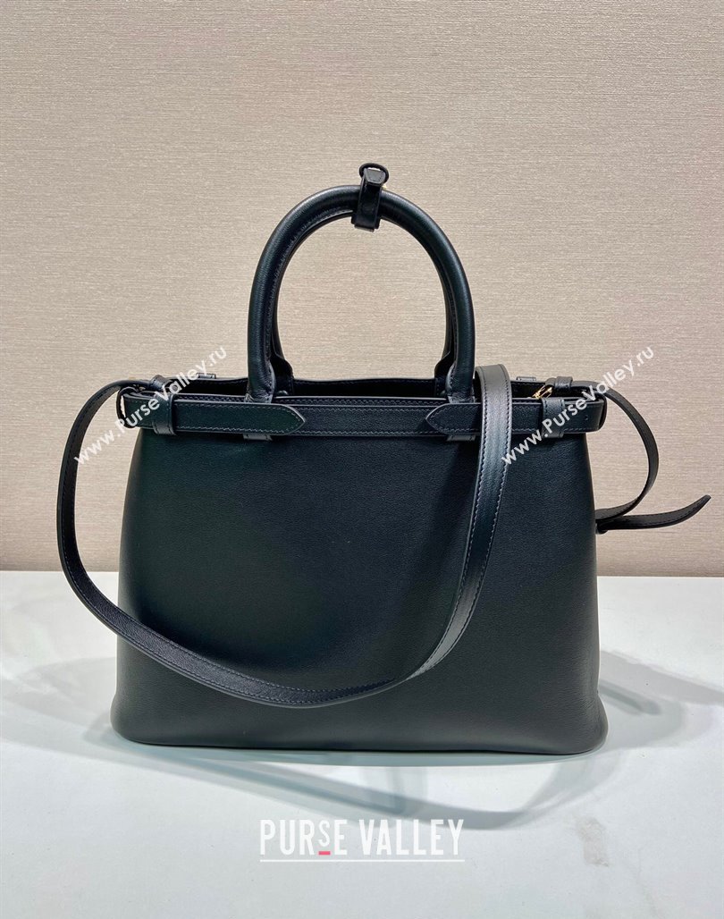 Prada Medium leather handbag with belt Black 2023 1BA417 (YZ-231229001)