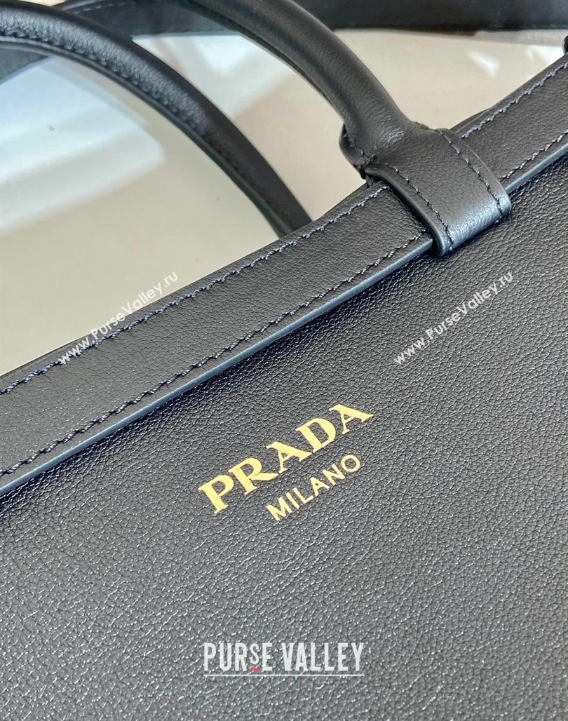 Prada Medium leather handbag with belt Black 2023 1BA417 (YZ-231229001)