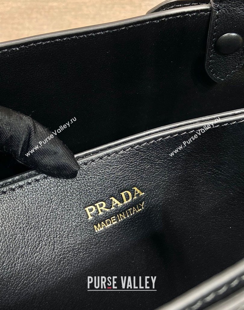 Prada Medium leather handbag with belt Black 2023 1BA417 (YZ-231229001)