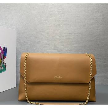 Prada Large Leather Chain Handbag 1BD368 Brown 2023 (YZ-231229003)