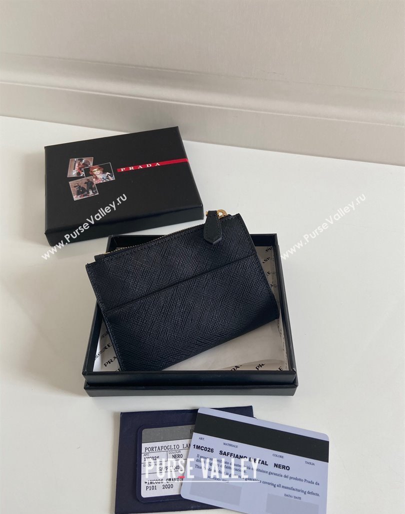 Prada Saffiano Leather Card Holder Wallet 1MC026 Black/Silver 2023 (YZ-231229008)