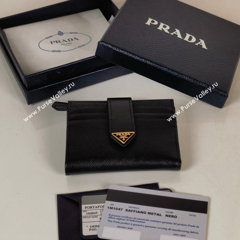 Prada Small Saffiano and smooth leather wallet 1ML047 Black 2023 (YZ-231229009)