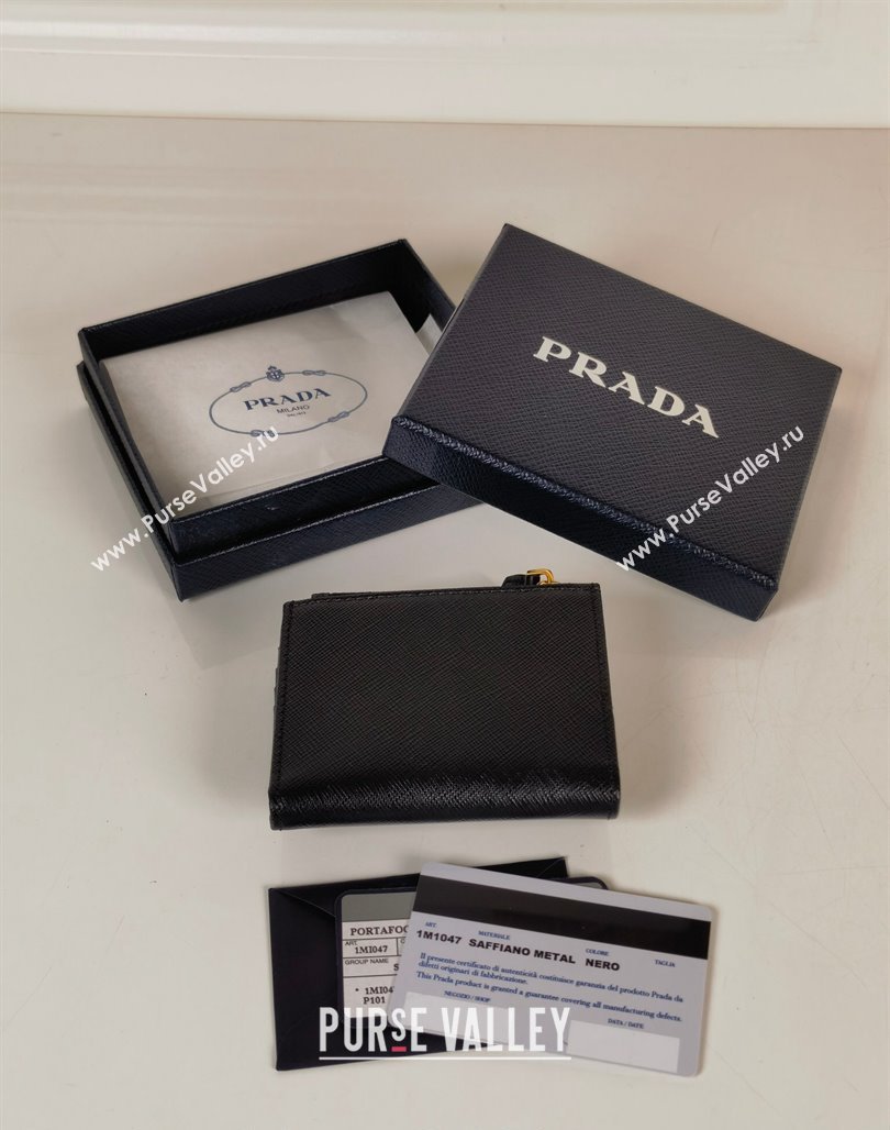 Prada Small Saffiano and smooth leather wallet 1ML047 Black 2023 (YZ-231229009)