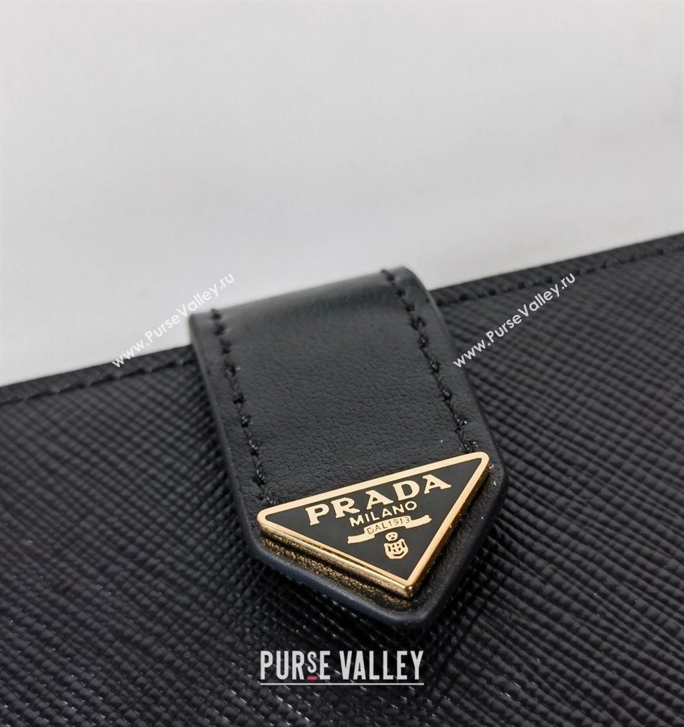 Prada Small Saffiano and smooth leather wallet 1ML047 Black 2023 (YZ-231229009)