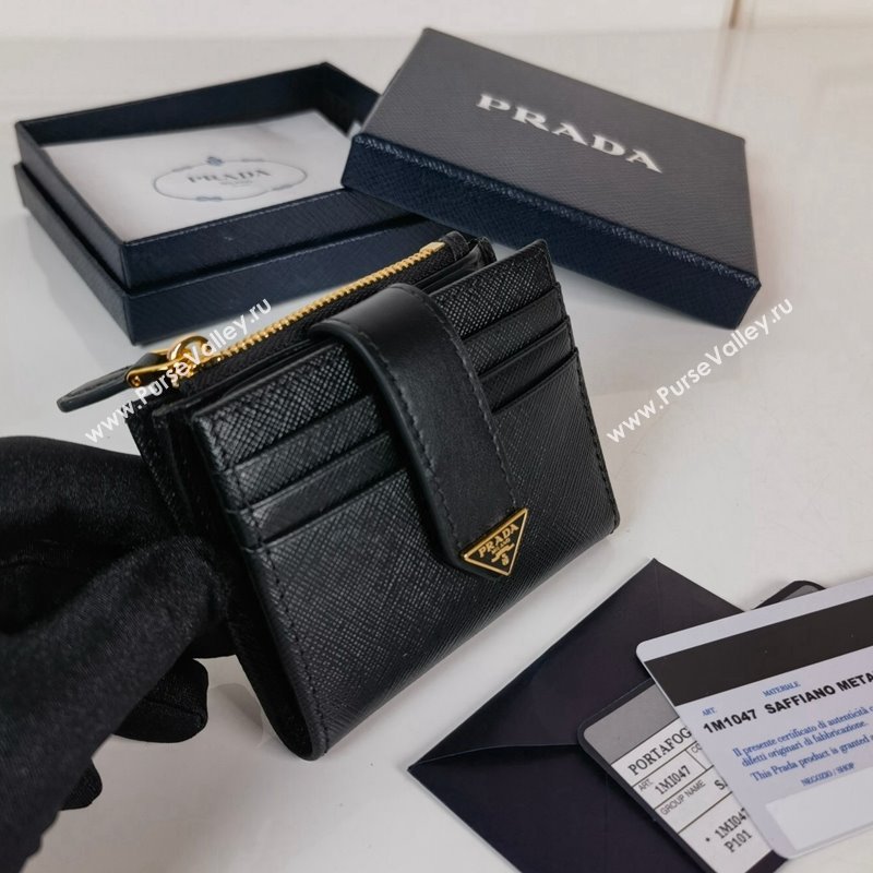 Prada Small Saffiano and smooth leather wallet 1ML047 Black 2023 (YZ-231229009)