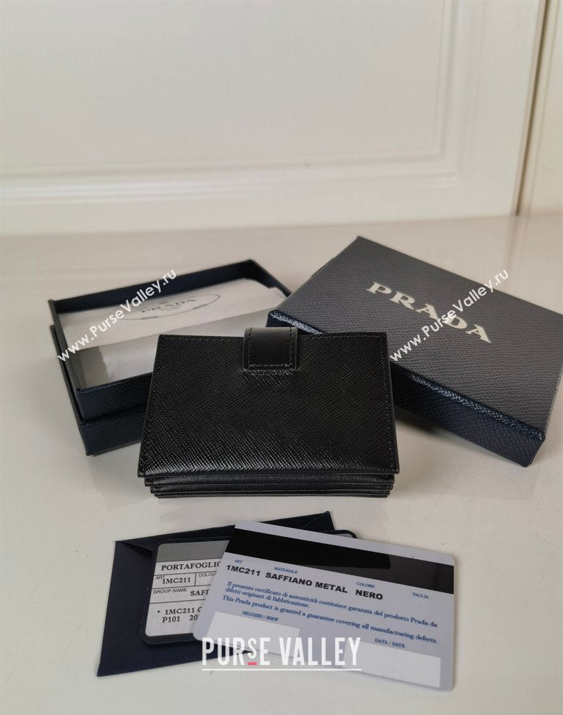 Prada Saffiano Leather Card Holder Wallet 1MC211 Black 2023 (YZ-231229010)