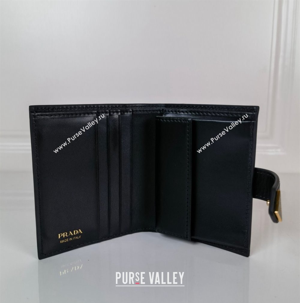 Prada Small Saffiano and smooth leather wallet 1MV204 Black 2023 (YZ-231229011)