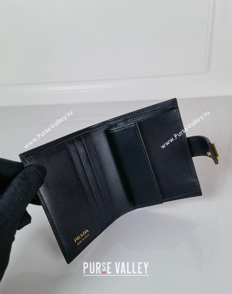 Prada Small Saffiano and smooth leather wallet 1MV204 Black 2023 (YZ-231229011)