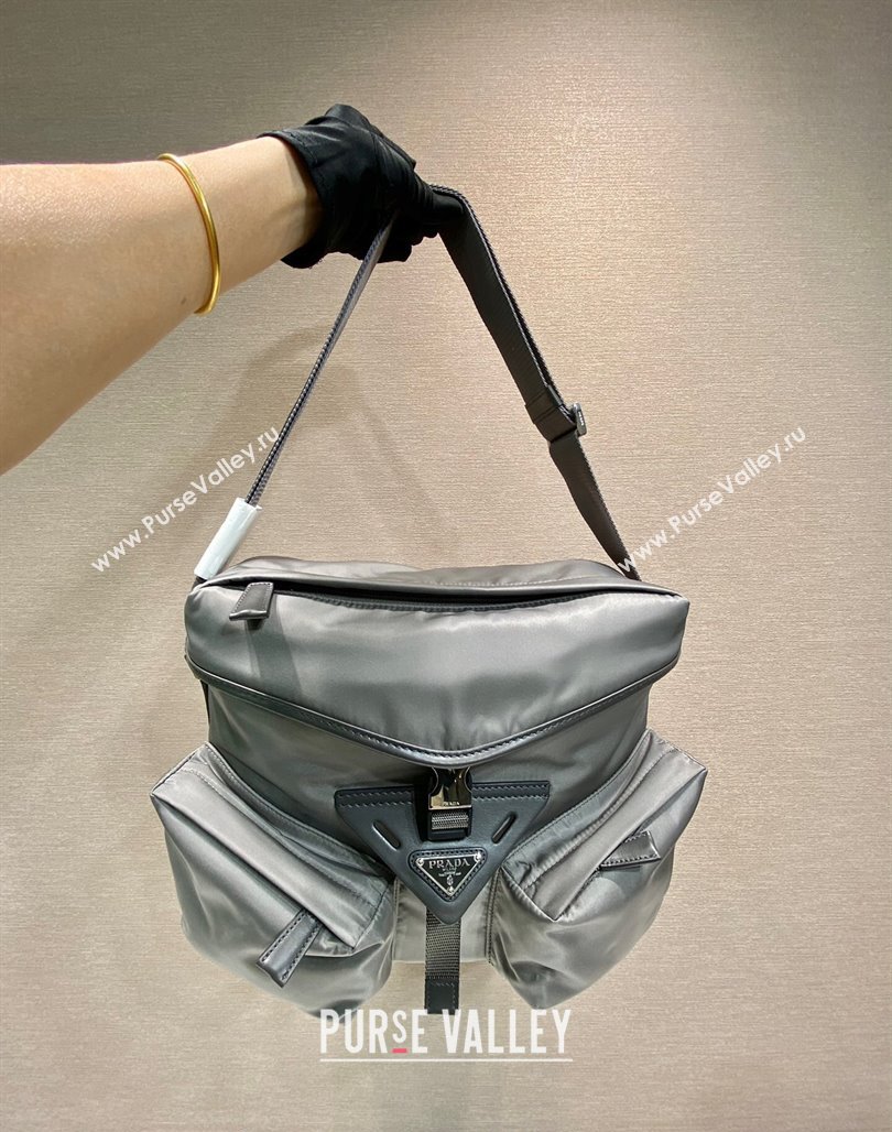 Prada Mens Nylon shoulder bag Grey 2023 2VD062 (YZ-231229020)