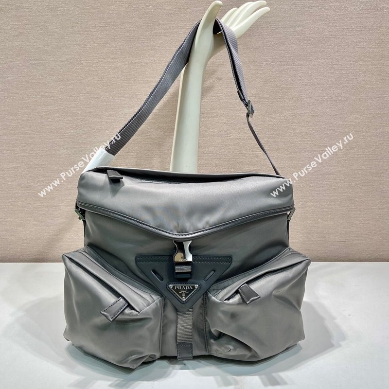 Prada Mens Nylon shoulder bag Grey 2023 2VD062 (YZ-231229020)