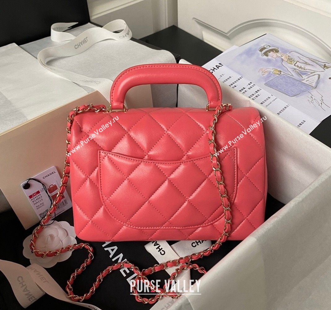 Chanel Shiny Calfskin Medium Flap Bag with Top handle AS4544 Pink 2023 (yezi-231226067)