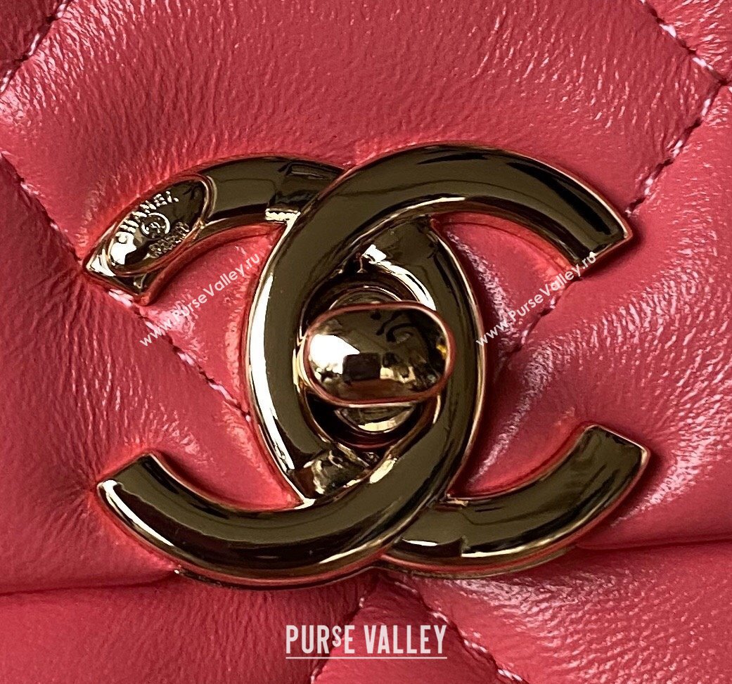 Chanel Shiny Calfskin Medium Flap Bag with Top handle AS4544 Pink 2023 (yezi-231226067)