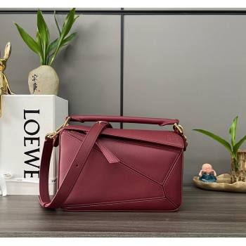 Loewe Small Puzzle Edge bag in Classic Calfskin Burgundy 2023 261801 (Ys-231229116)
