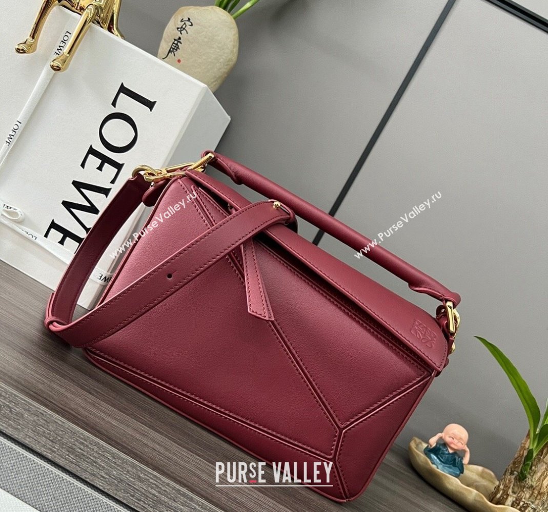 Loewe Small Puzzle Edge bag in Classic Calfskin Burgundy 2023 261801 (Ys-231229116)