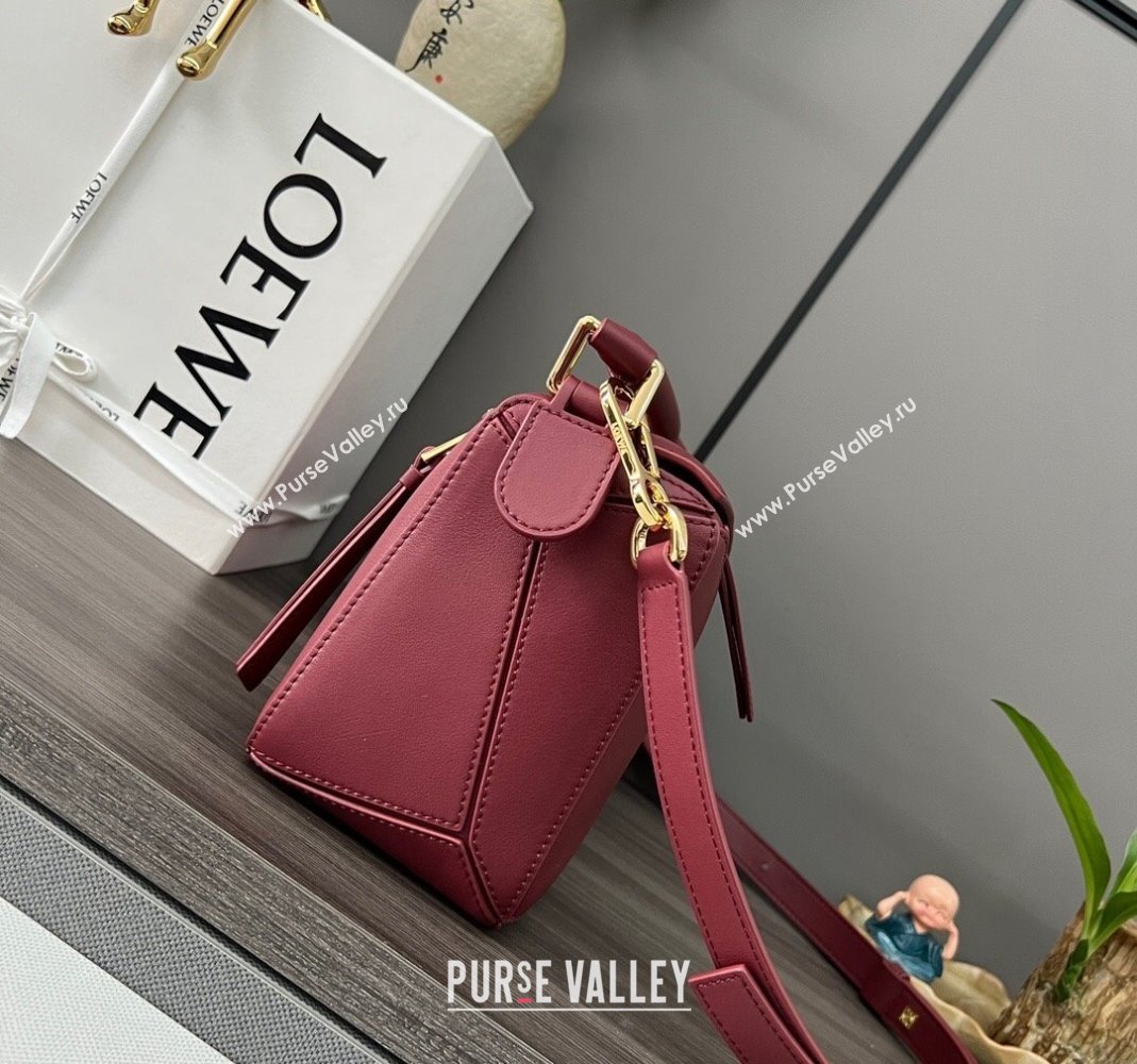 Loewe Small Puzzle Edge bag in Classic Calfskin Burgundy 2023 261801 (Ys-231229116)