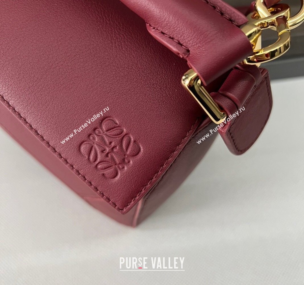 Loewe Small Puzzle Edge bag in Classic Calfskin Burgundy 2023 261801 (Ys-231229116)