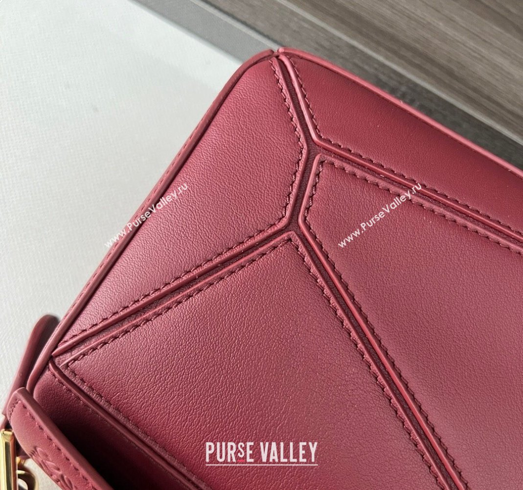 Loewe Small Puzzle Edge bag in Classic Calfskin Burgundy 2023 261801 (Ys-231229116)