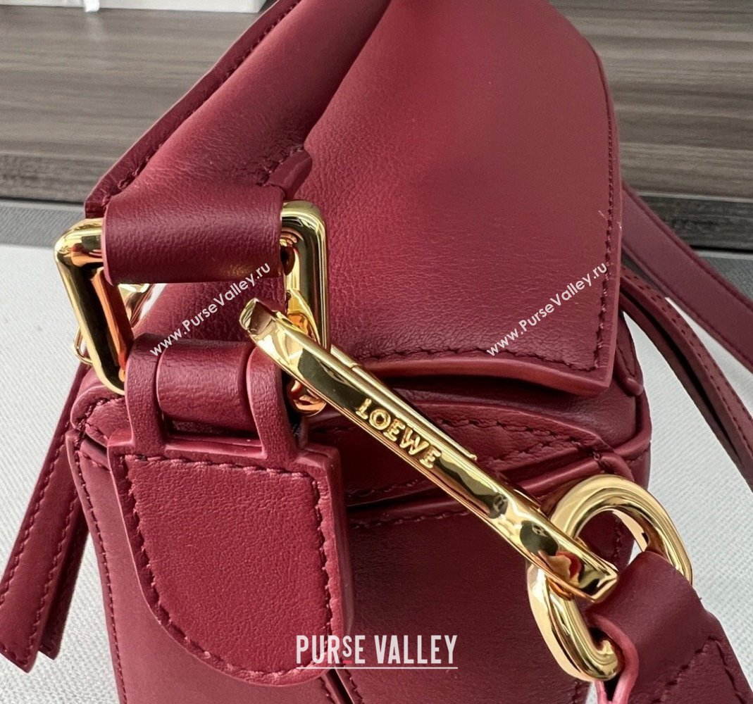 Loewe Small Puzzle Edge bag in Classic Calfskin Burgundy 2023 261801 (Ys-231229116)