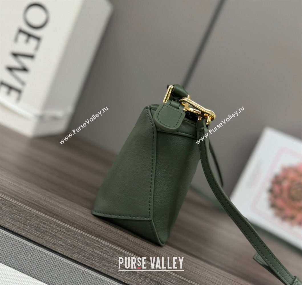 Loewe Mini Puzzle Edge bag in Grained Calfskin Green 2023 062312 (Ys-231229114)