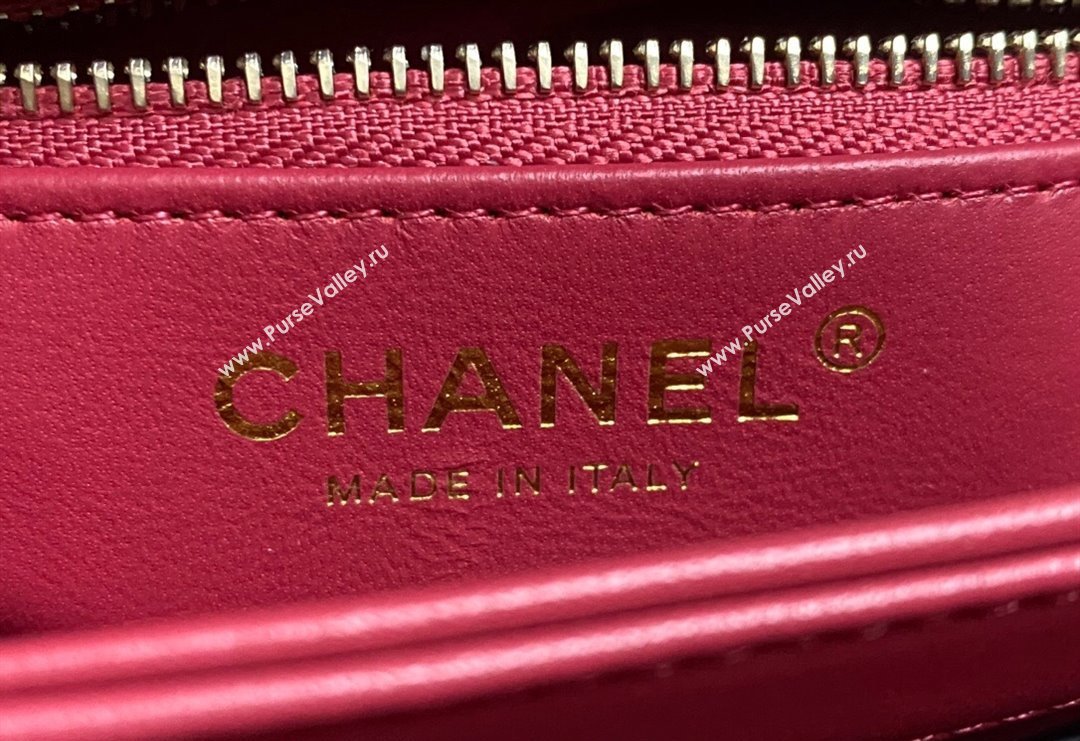 Chanel Trendy CC Quilted Lambskin Mini Flap Bag with Top handle and Metal-Tone Band AS4654 Dark Red 2023 (yezi-231226089)