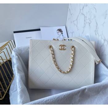 Chanel Quilted Calfskin Small Shopping Bag White 2023 AS4536 (yezi-2312260129)