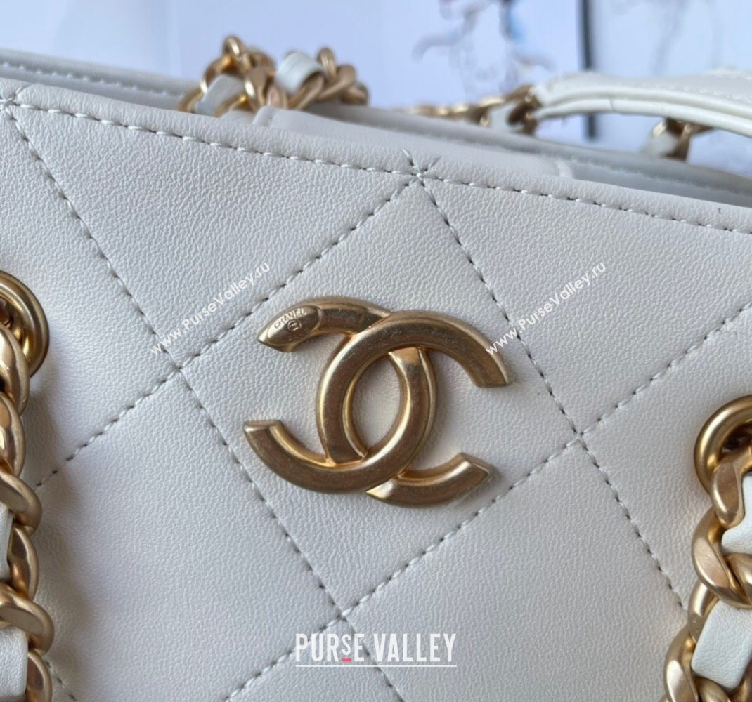 Chanel Quilted Calfskin Small Shopping Bag White 2023 AS4536 (yezi-2312260129)