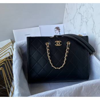 Chanel Quilted Calfskin Small Shopping Bag Black 2023 AS4536 (yezi-2312260130)